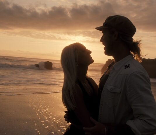 romantic meet on beach