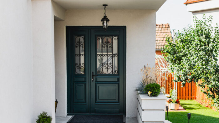 light exterior and dark door